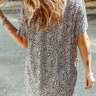 Animal Print Round Neck Tunic Tee with Pockets
