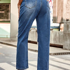 Distressed Buttoned Jeans with Pockets