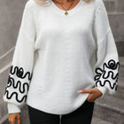 Contrast Drop Shoulder Round Neck Sweater