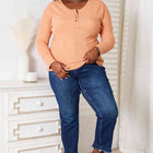 Basic Bae Half Button Long Sleeve Top