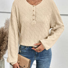Half Button Long Sleeve Top
