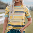 Multicolored Striped Round Neck Tee Shirt