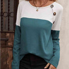 Contrast Round Neck Long Sleeve T-Shirt