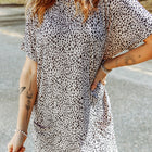 Animal Print Round Neck Tunic Tee with Pockets