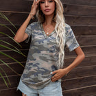 Glitter V-Neck Short Sleeve Tee Shirt