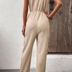 Textured Sleeveless Jumpsuit with Pockets