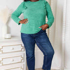 Double Take Ruffle Shoulder Long Sleeve T-Shirt