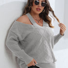 Plus Size Cutout V-Neck Sweater