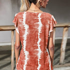 Tie-Dye Buttoned Flutter Sleeve Blouse