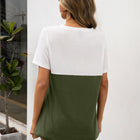 Color Block V-Neck Short Sleeve Tee