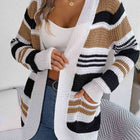 Striped Open Front Long Sleeve Cardigan