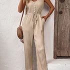 Textured Sleeveless Jumpsuit with Pockets