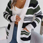 Striped Open Front Long Sleeve Cardigan