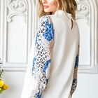 Leopard Flounce Sleeve Frill Neck Blouse