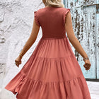 Smocked Round Neck Tiered Dress