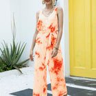 Tie-Dye Tie Waist Sleeveless Jumpsuit