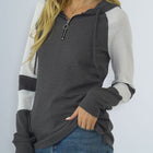 Waffle-Knit Raglan Sleeve Zipper Front Hoody