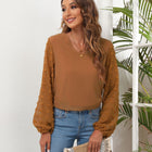 Swiss Dot Balloon Sleeve Blouse