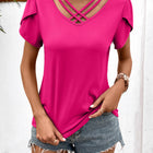 Strappy V-Neck Petal Sleeve Top