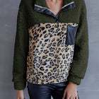 Leopard Quarter-Snap Teddy Sweatshirt