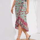 Tie Waistband Flounce Hem Midi Skirt