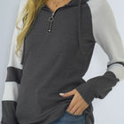 Waffle-Knit Raglan Sleeve Zipper Front Hoody