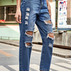 Distressed Buttoned Jeans with Pockets