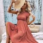 Smocked Round Neck Tiered Dress