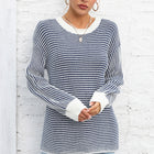 Striped Round Neck Long Sleeve Knit Top