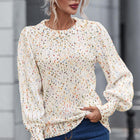Heathered Round Neck Lantern Sleeve Sweater