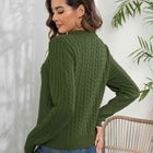 Johnny Collar Cable-Knit Long Sleeve Sweater