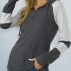 Waffle-Knit Raglan Sleeve Zipper Front Hoody
