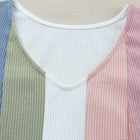 Multicolored Striped Waffle-Knit Sleeveless Tank