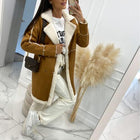Lapel Collar Exposed Seam Buttoned Coat