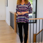 Circle Back Striped V-Neck Top