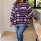 Circle Back Striped V-Neck Top