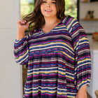 Circle Back Striped V-Neck Top