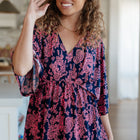Dearest Dreamer Peplum Top in Pink Paisley
