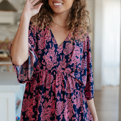 Dearest Dreamer Peplum Top in Pink Paisley