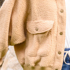 Don't Stress Oversized Collar Sherpa Jacket In Taupe
