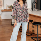 Have It All Angel Sleeve Top in Black Floral