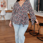 Have It All Angel Sleeve Top in Black Floral
