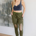Kick Back Distressed Joggers in Olive