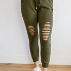 Kick Back Distressed Joggers in Olive