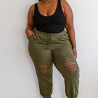 Kick Back Distressed Joggers in Olive