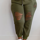 Kick Back Distressed Joggers in Olive