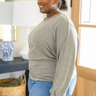 Long Sleeve Solid Knit Open Back Top In Olive