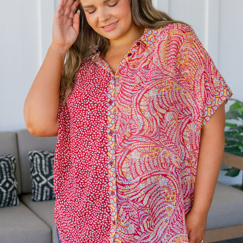 No Competition Mixed Print Button Down
