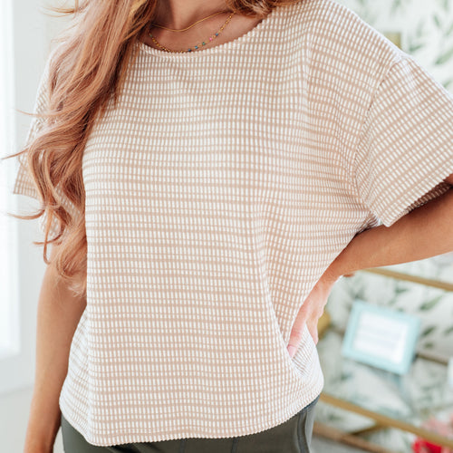 Textured Boxy Top in Taupe