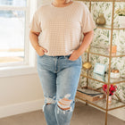 Textured Boxy Top in Taupe